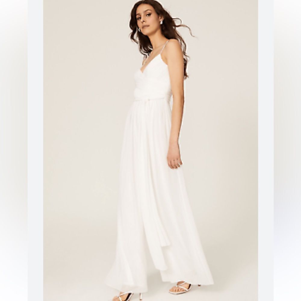 MAC DUGGAL RUCHED SLEEVELESS TIE JUMPSUIT/ Size M